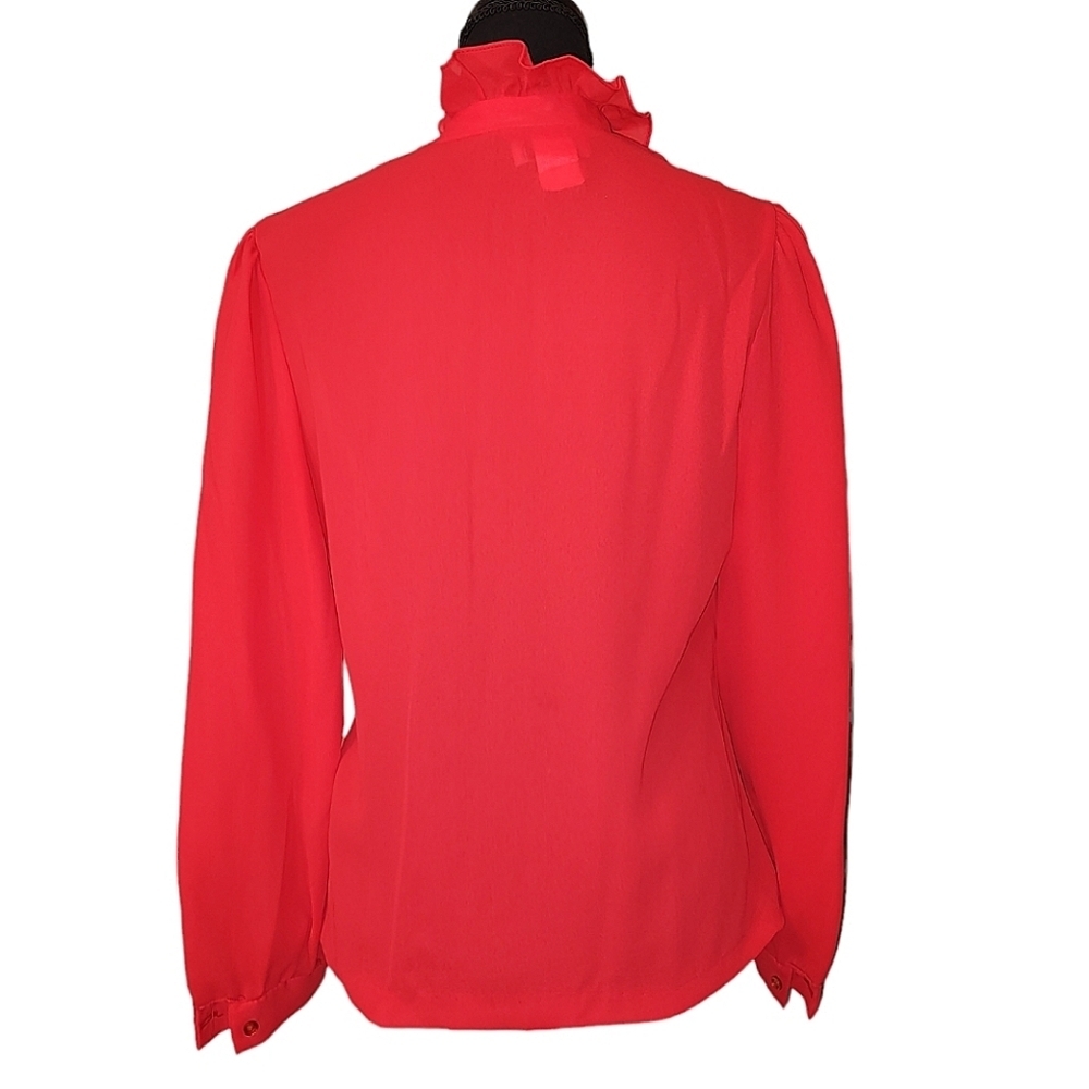 Vintage Poppy Red Top with Ruffles - Picture 3 of 3